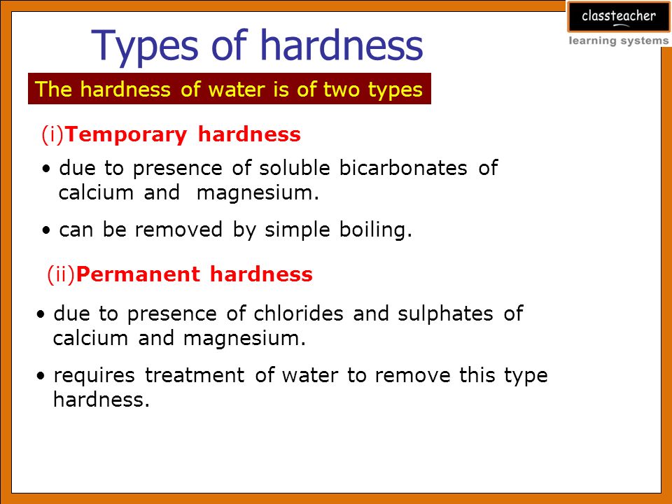 Permanent water hardness of water sources